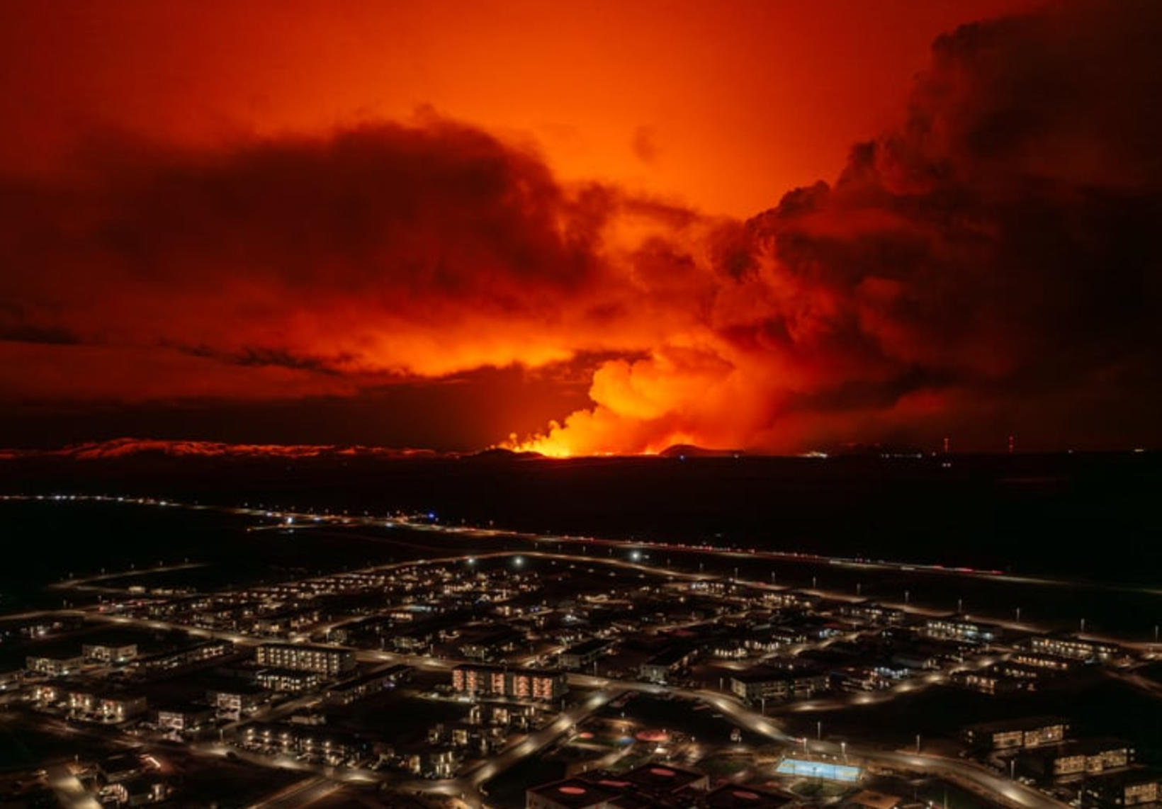 Une photo prise depuis un drone à Njarðvík.