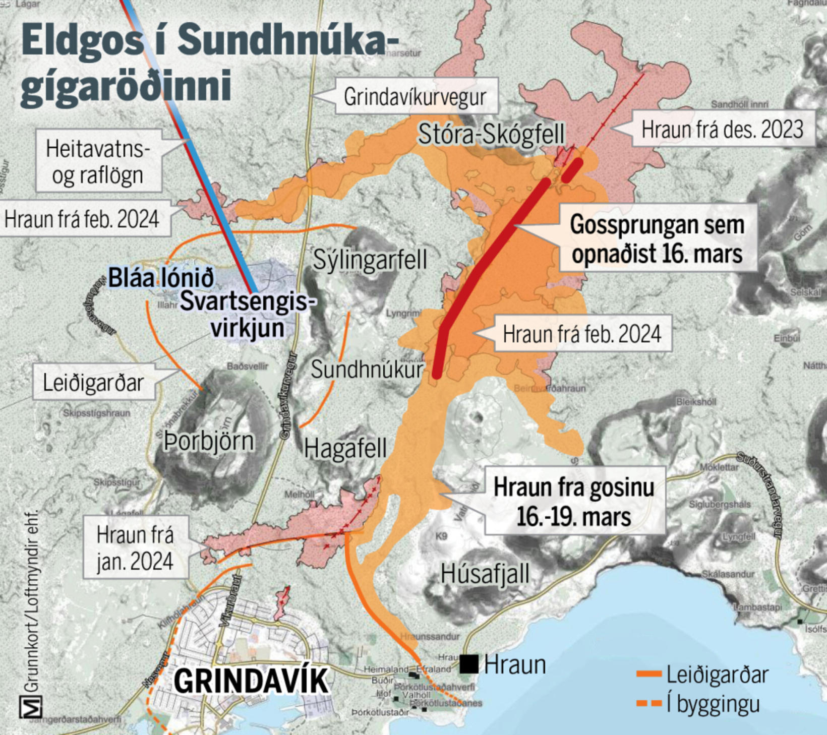 La ligne rouge montre la fissure d'éruption qui s'est ouverte le …