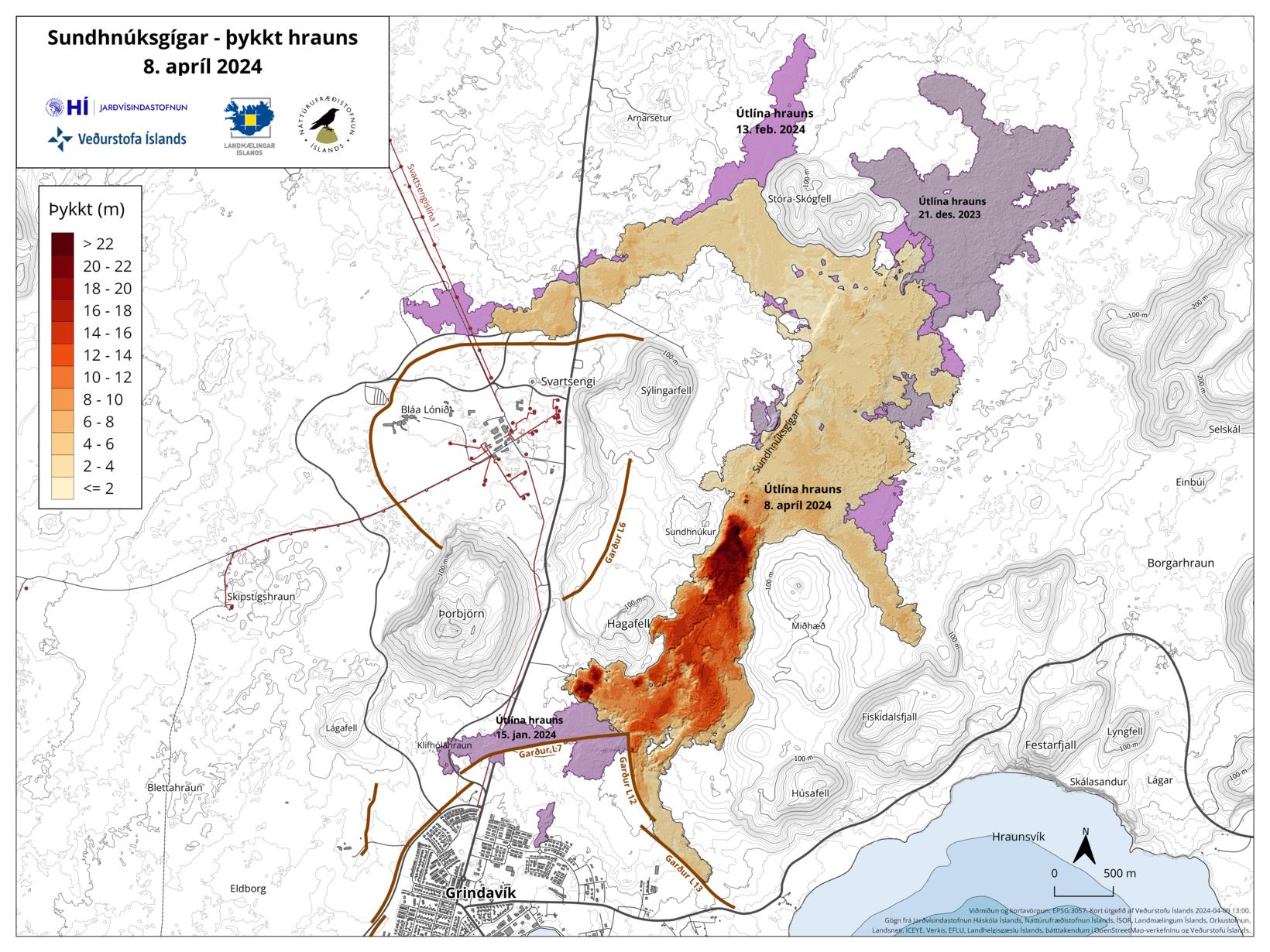 Une carte montrant la zone et l’épaisseur du …
