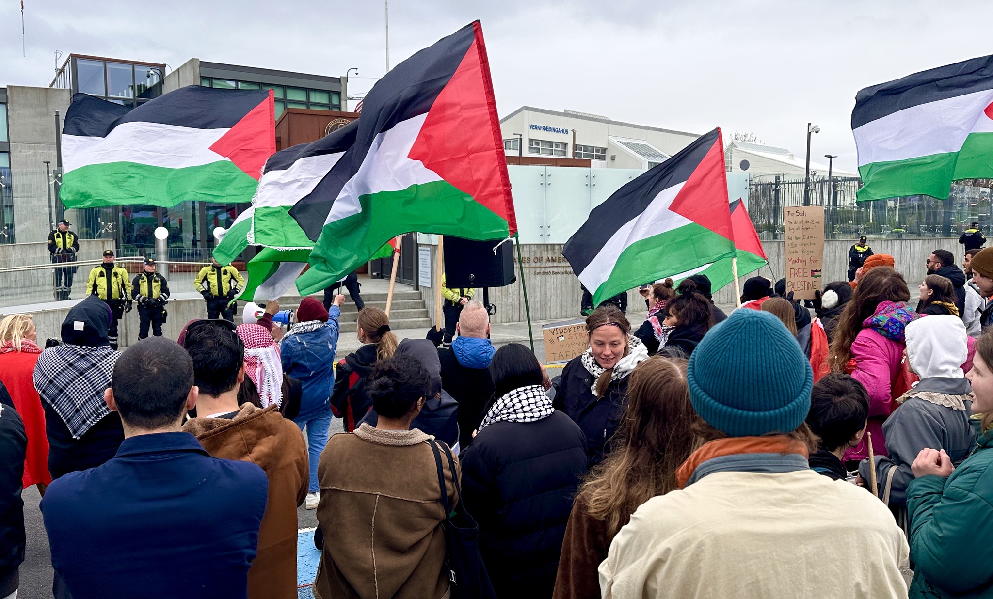 Manifestation devant l'ambassade américaine à Reykjavik le jour de la Nakba