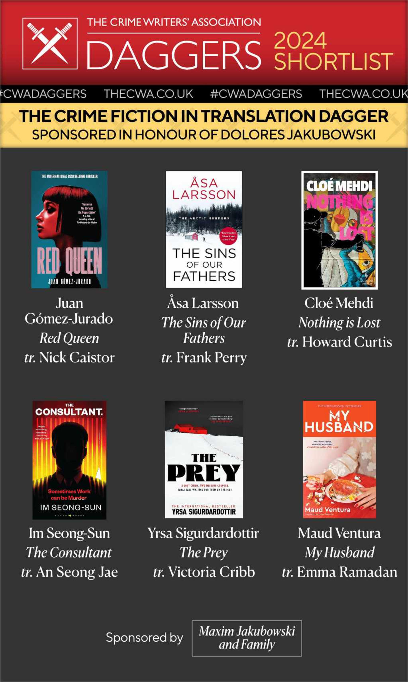 Il y a six livres présélectionnés pour le prix Gold Dagger…