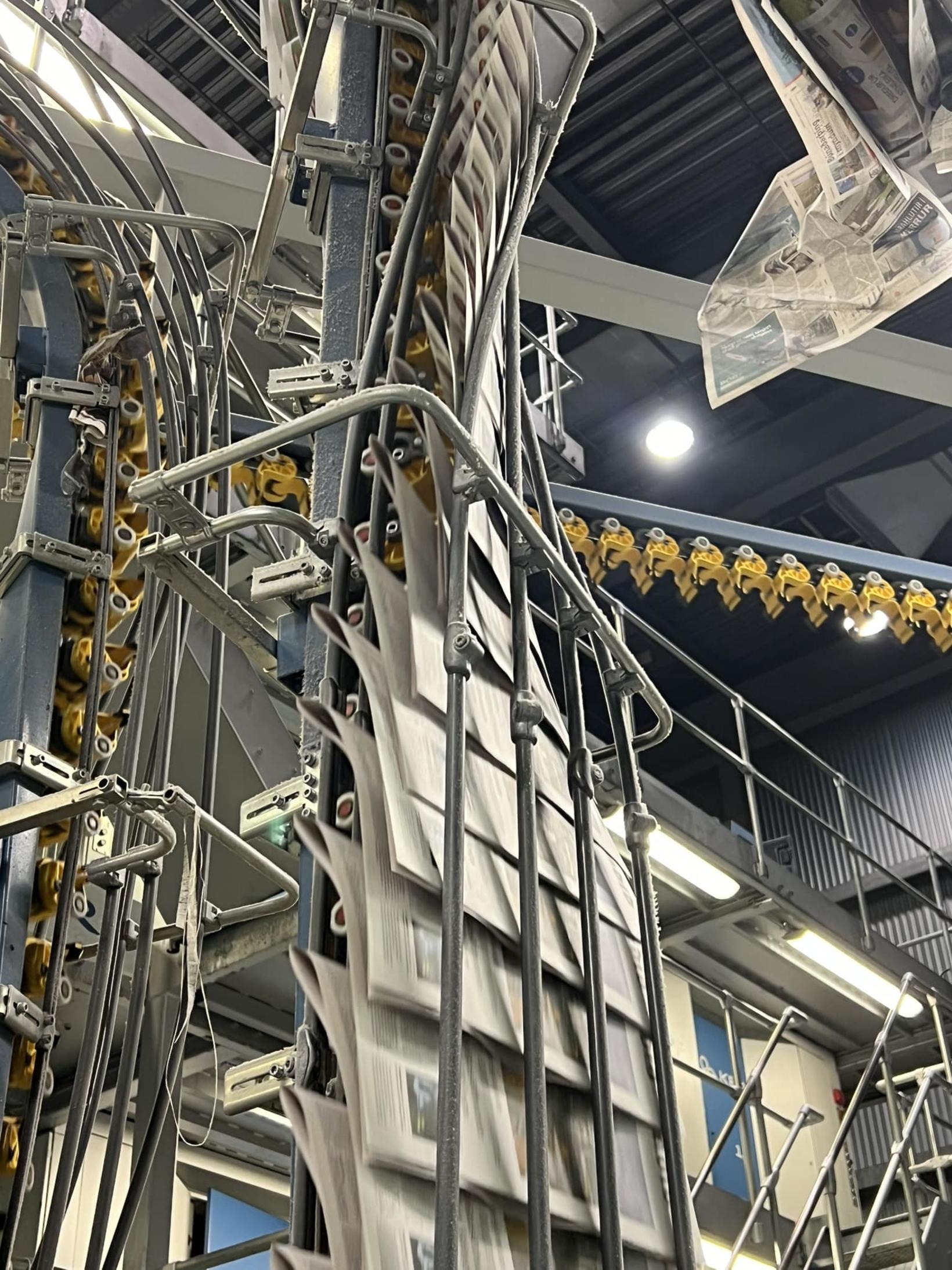 L’édition du lundi de Morgunblaðið en cours d’impression après minuit dernier…