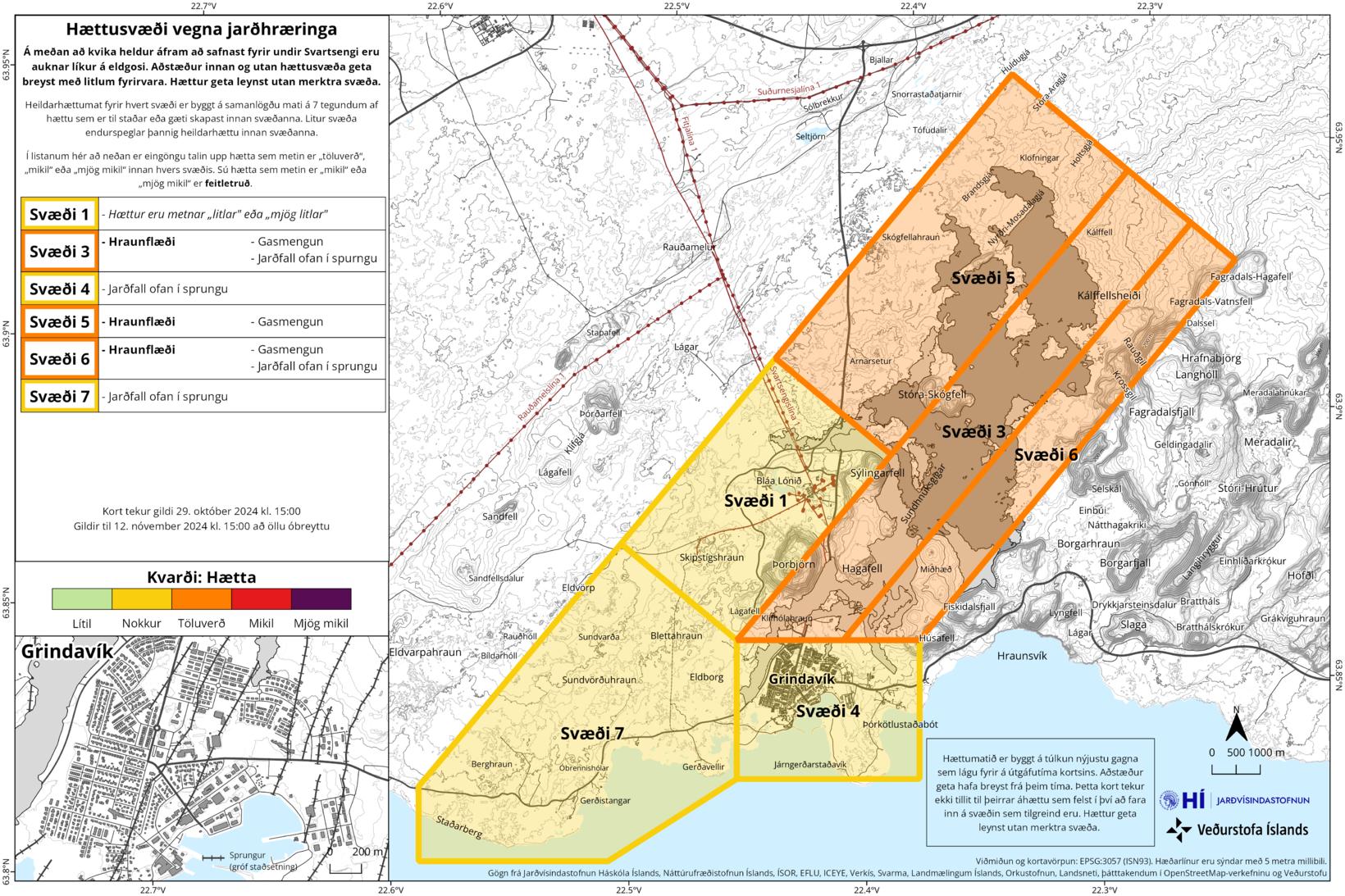 Carte d'évaluation des risques du Bureau météorologique islandais.