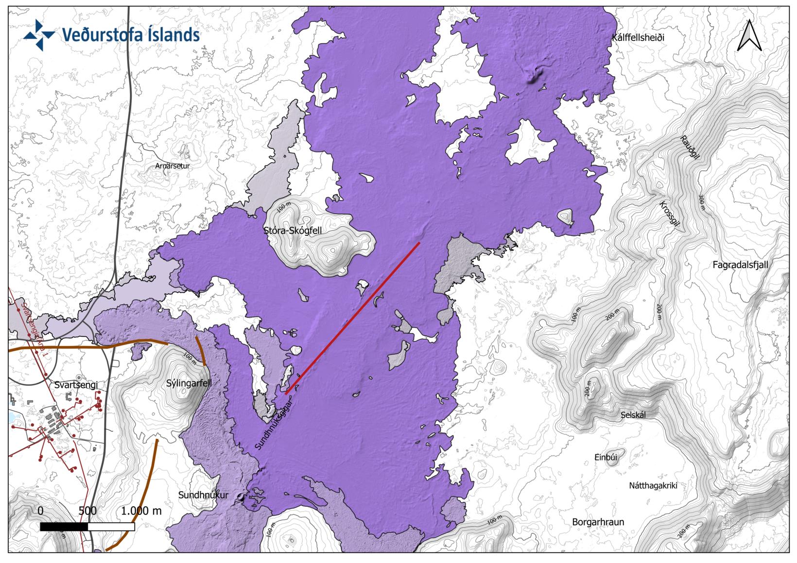 L'emplacement estimé de la fissure.