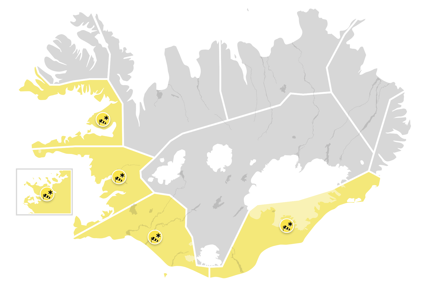 Alerte météo jaune émise pour l'ouest et le sud de l'Islande demain