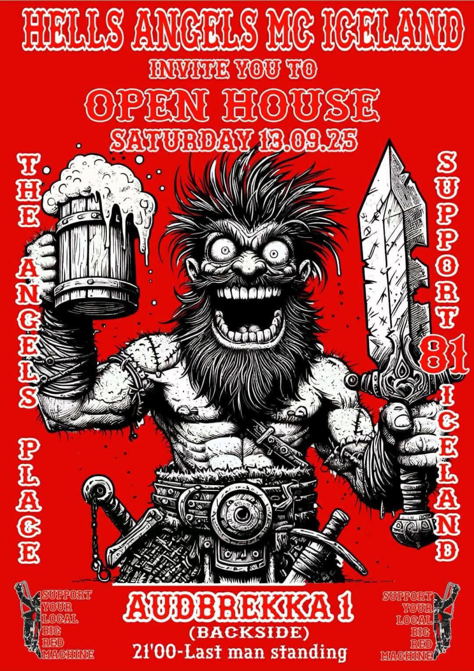 Publicité pour les portes ouvertes de Hells Angels.